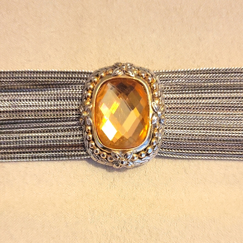 Magnetic Chain Bracelet with Gold Gemstone Accent